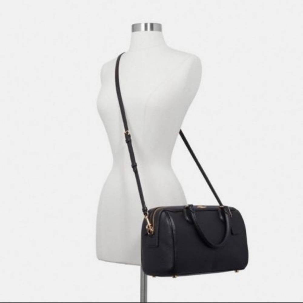 Coach Pebble Leather Large Bennett Satchel Crossbody Bag Black Style F31376 - Picture 2 of 12
